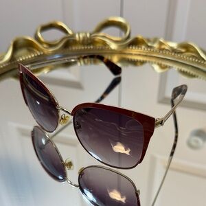 kate spade Hello Sunshine Burgundy and Tortoiseshell Cat-Eye Sunglasses